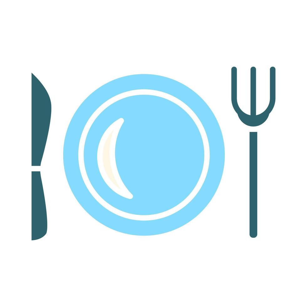 Dining set icon. Blue plate, knife, fork, cutlery, table setting, meal, restaurant, dining, kitchen, food, utensils, cuisine. vector