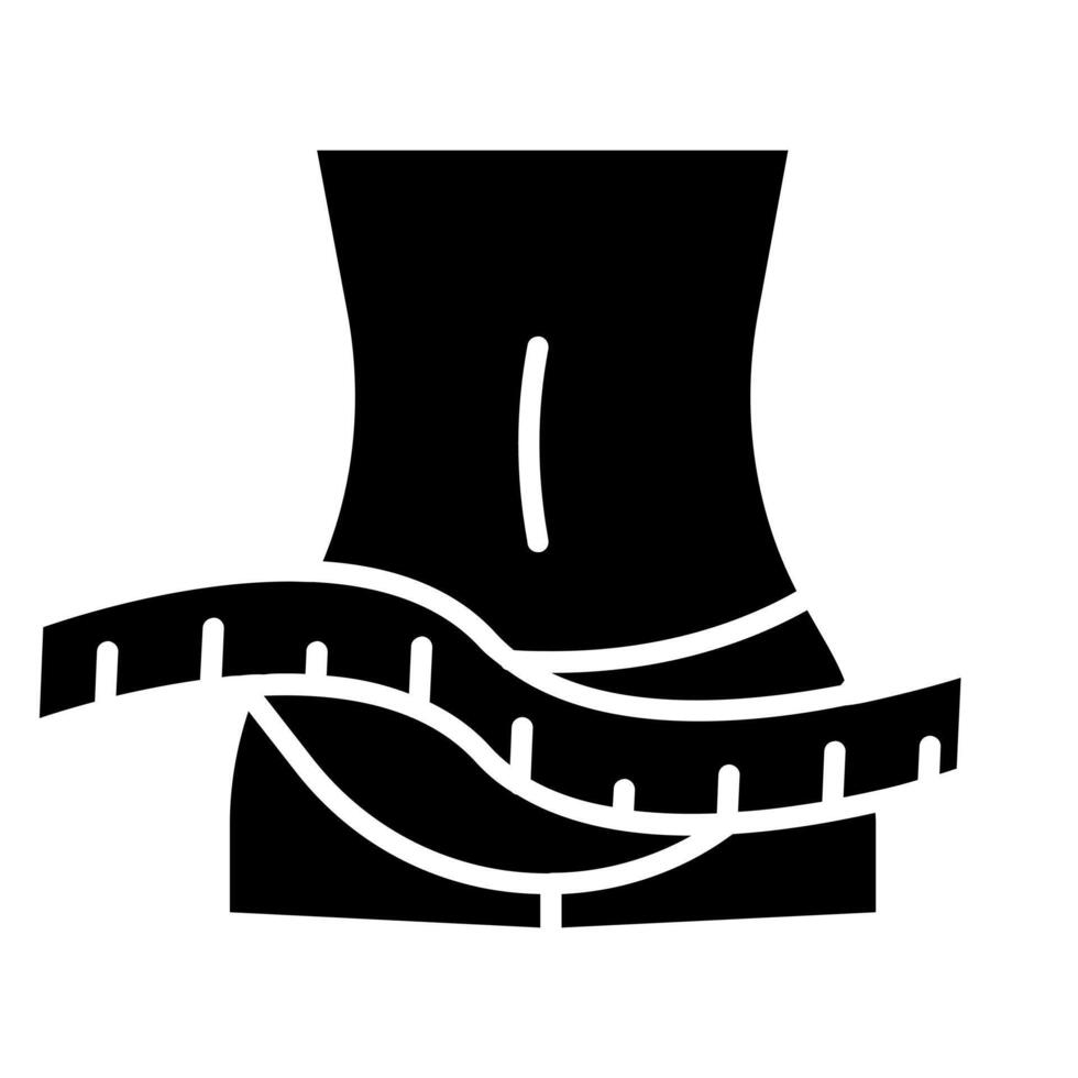 Fitness icon. Waist with measuring tape, weight loss, health, diet, exercise, slim, body shape, fitness, wellness. vector