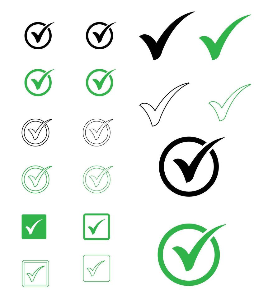 Green check mark icon. A drawing of a checkmark icon tick markA drawing of a checkmark icon tick mark vector