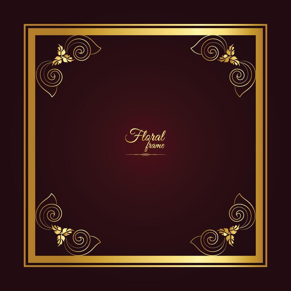 Gold Ornament Border with Floral Frame vector
