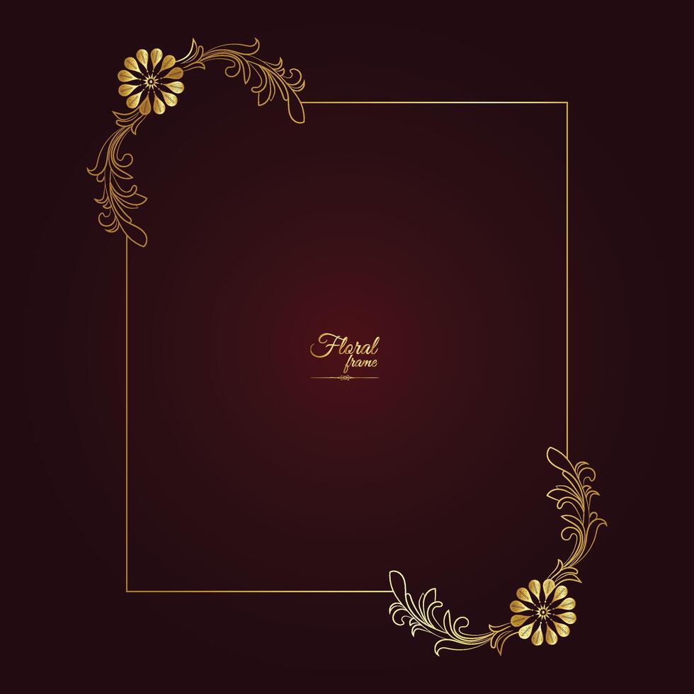 Decorative Gold Frame With Floral Ornament vector