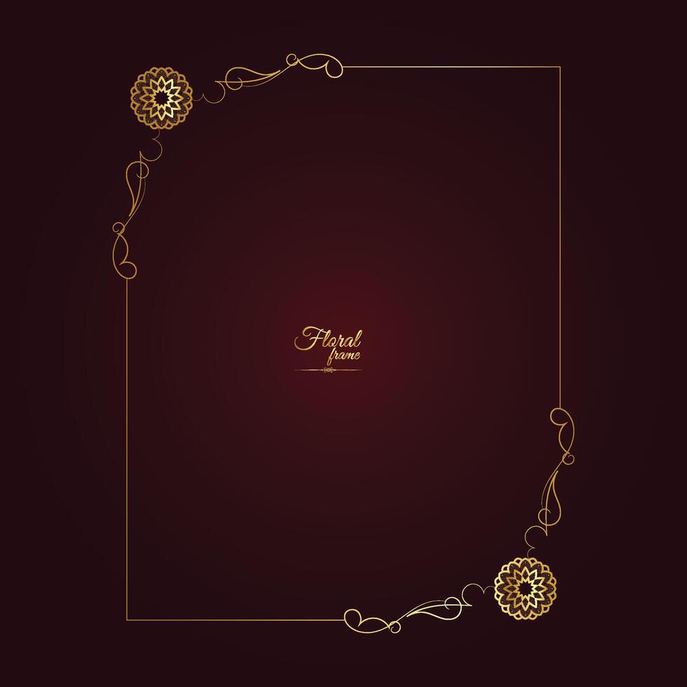 Decorative Gold Frame With Floral Ornament vector