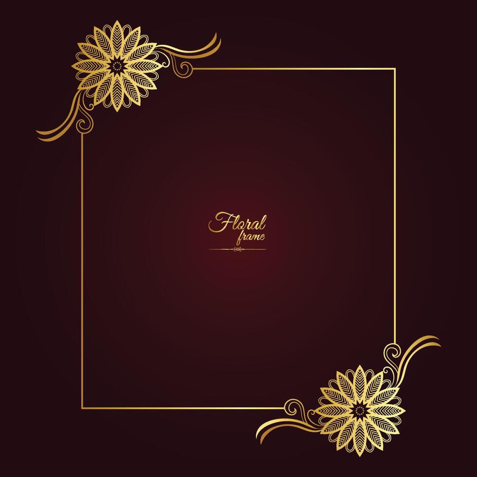 Gold Ornament Border with Floral Frame vector