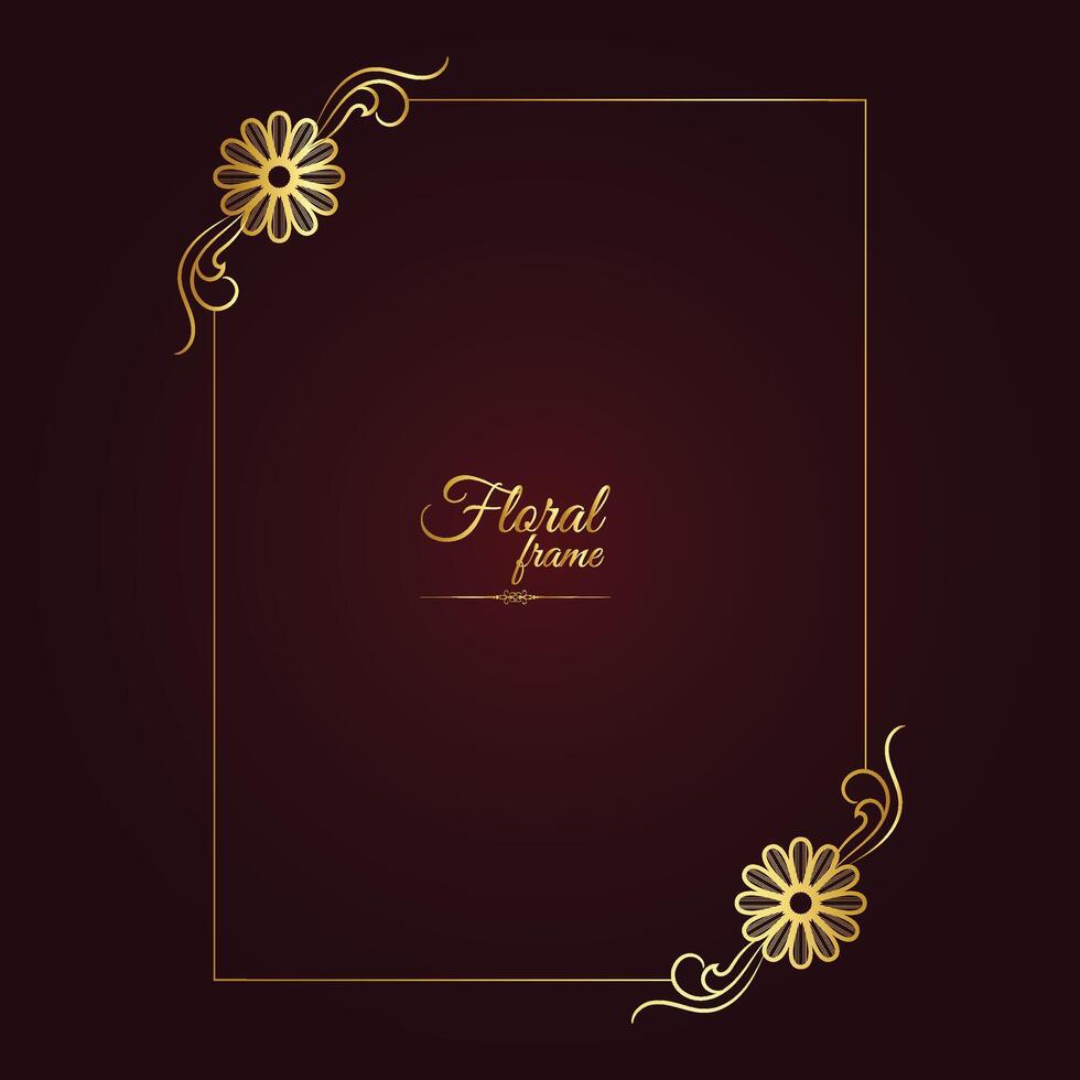 Decorative Gold Frame With Floral Ornament vector