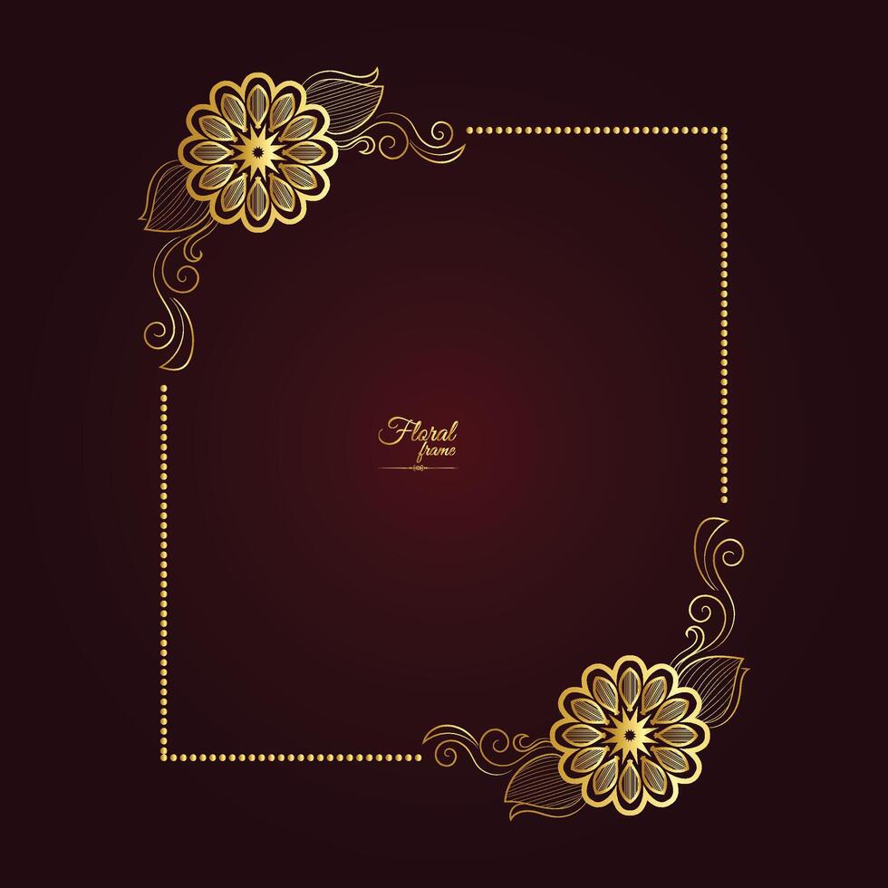 Gold Ornament Border with Floral Frame vector
