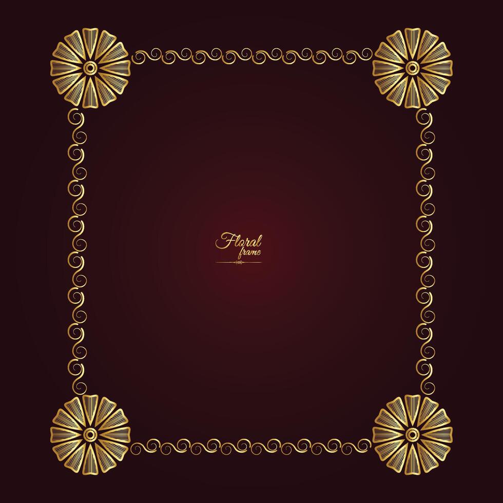 Gold Ornament Border with Floral Frame vector