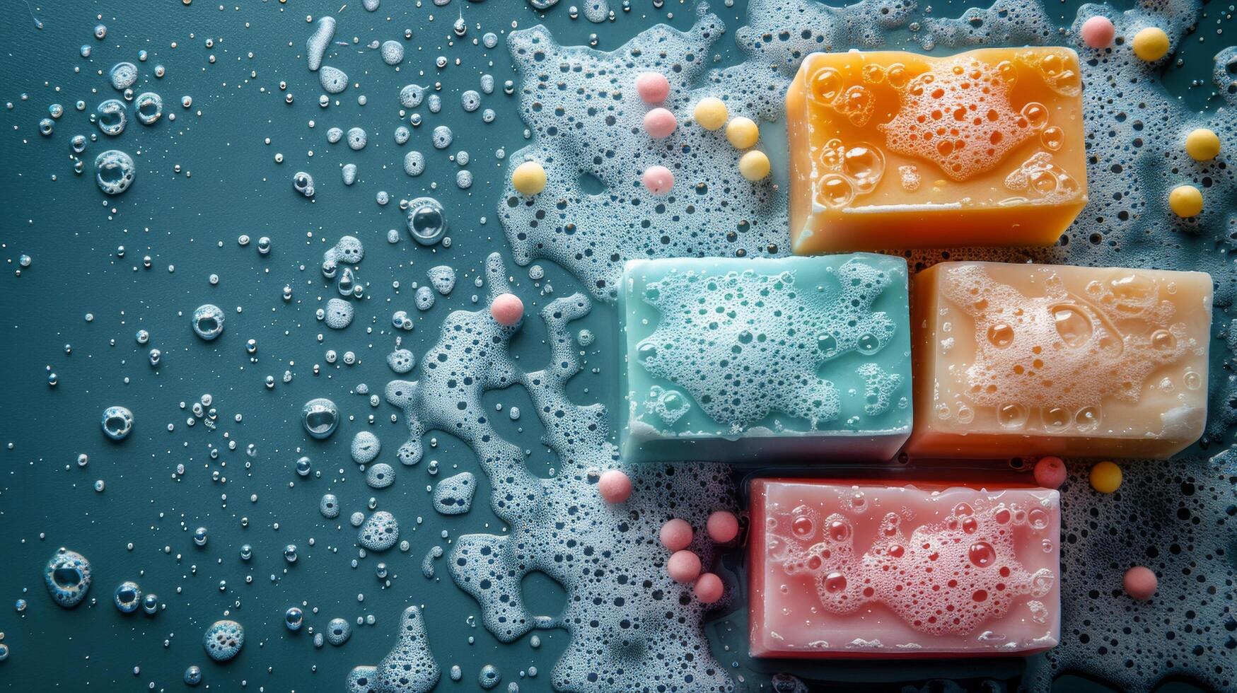 Stack of Soap Bars on Table photo