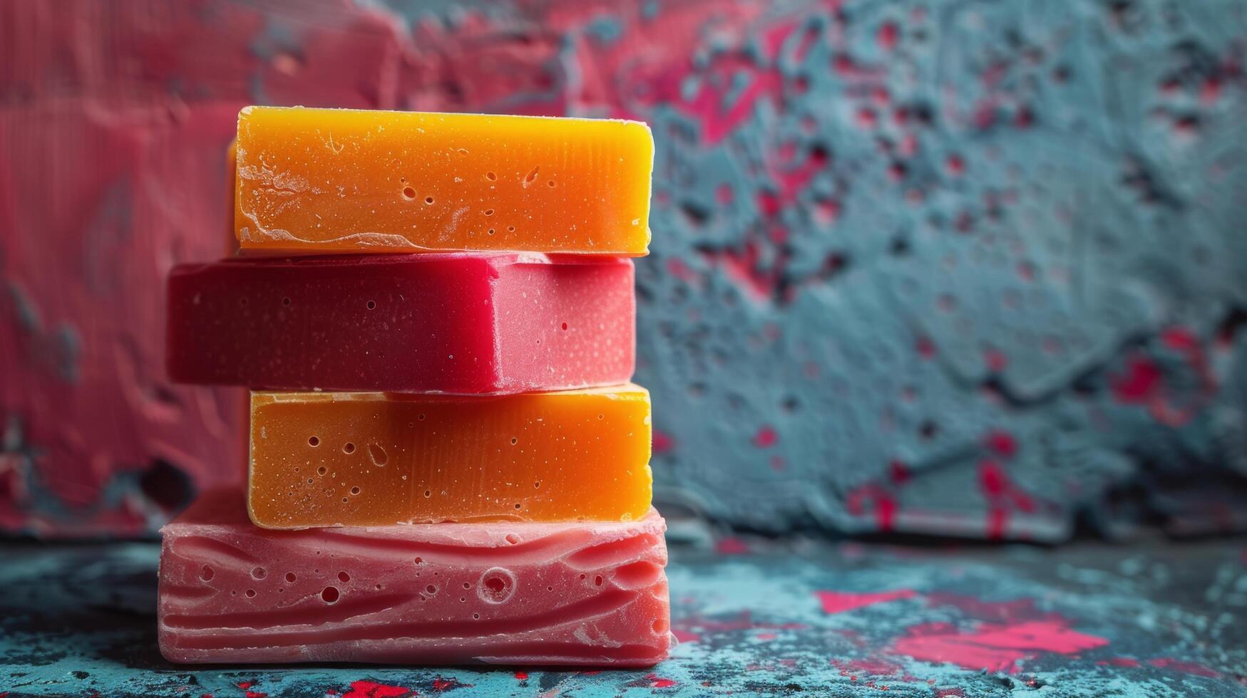 Stack of Soap Bars on Table photo