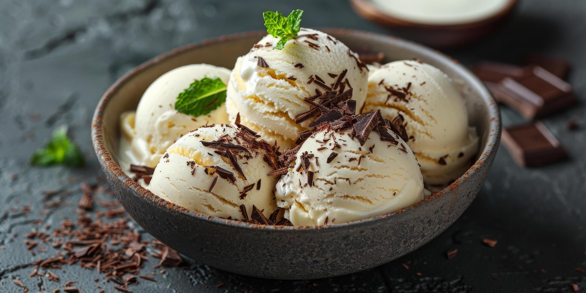 Three Scoops of Ice Cream in a Bowl photo