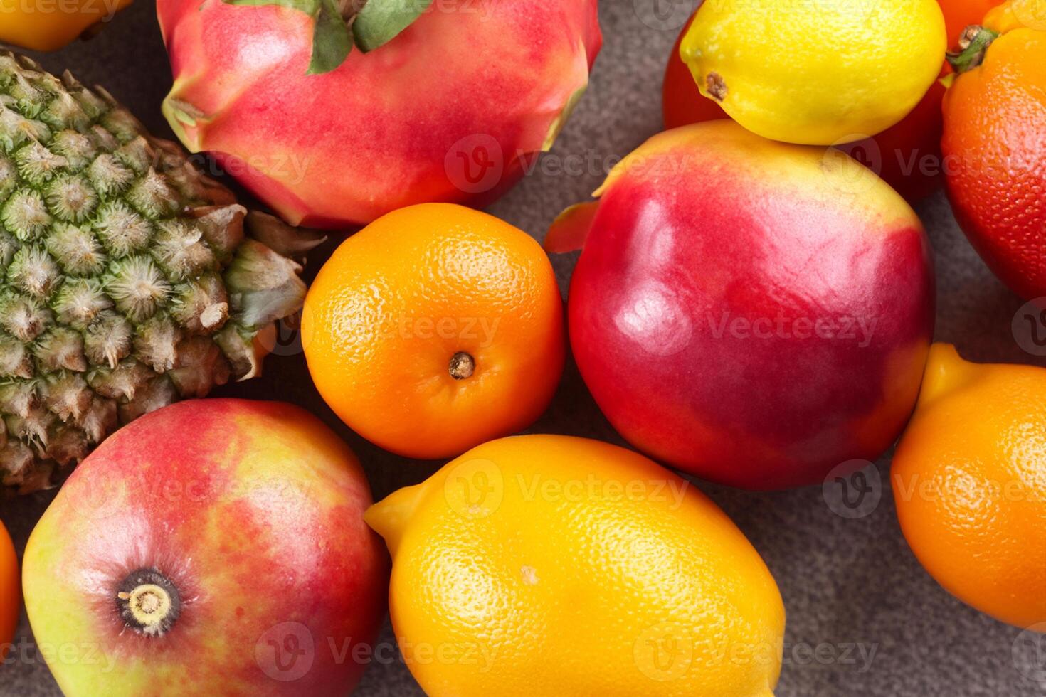 Beautiful Tropical Fruits Background A Luscious Display of Nature's Bounty, Featuring an Abundance of Colorful and Exotic Fruits Against a Vibrant and Refreshing Backdrop photo