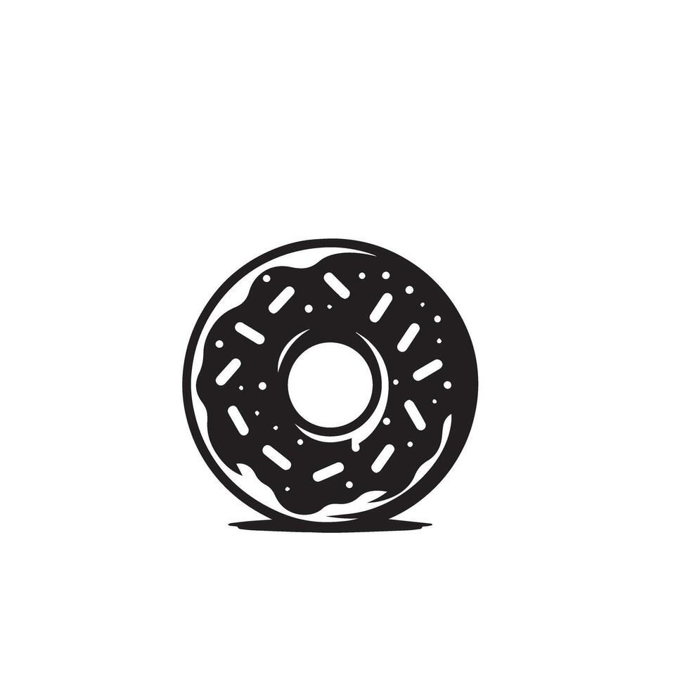 Donut silhouette logo type. donut illustration, donut black icon vector