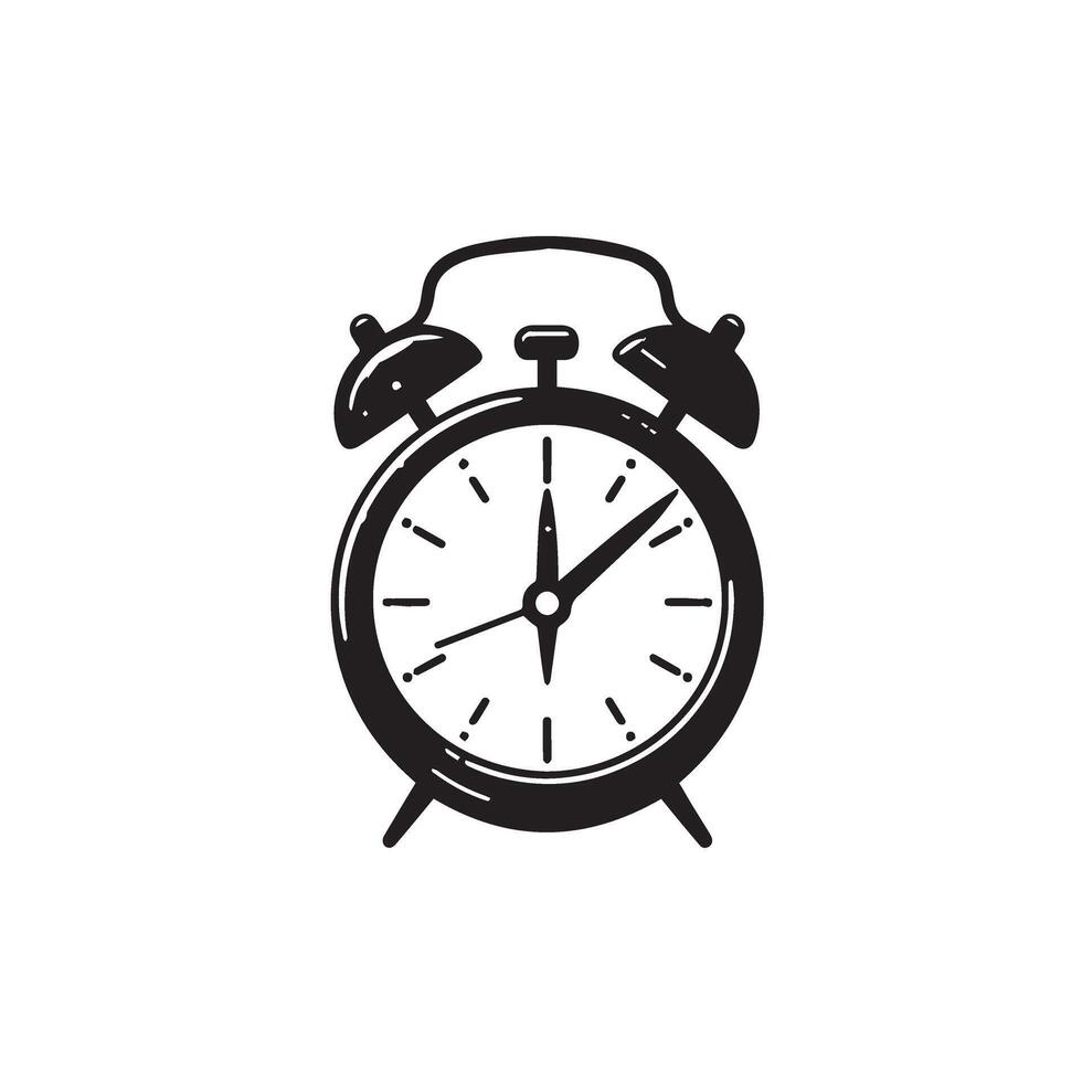 Alarm clock silhouette illustration. Alarm clock logo type ,black icon. vector