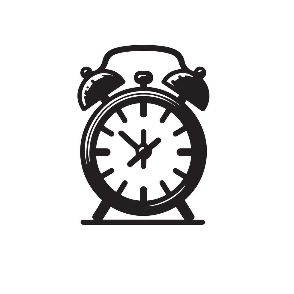 Alarm clock silhouette illustration. Alarm clock logo type ,black icon. vector