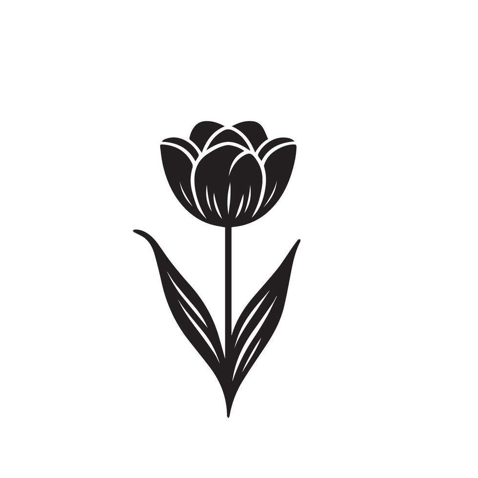 Tulip flower silhouette. flower illustration, tulip flower logo on white background. vector