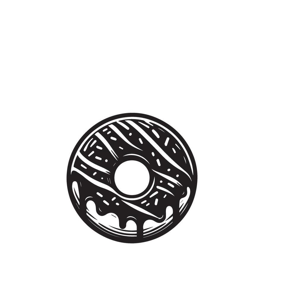Donut silhouette logo type. donut illustration, donut black icon vector