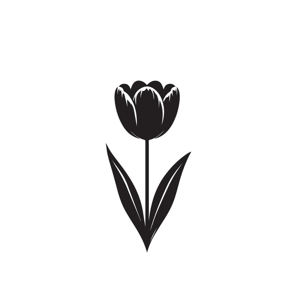 Tulip flower silhouette. flower illustration, tulip flower logo on white background. vector