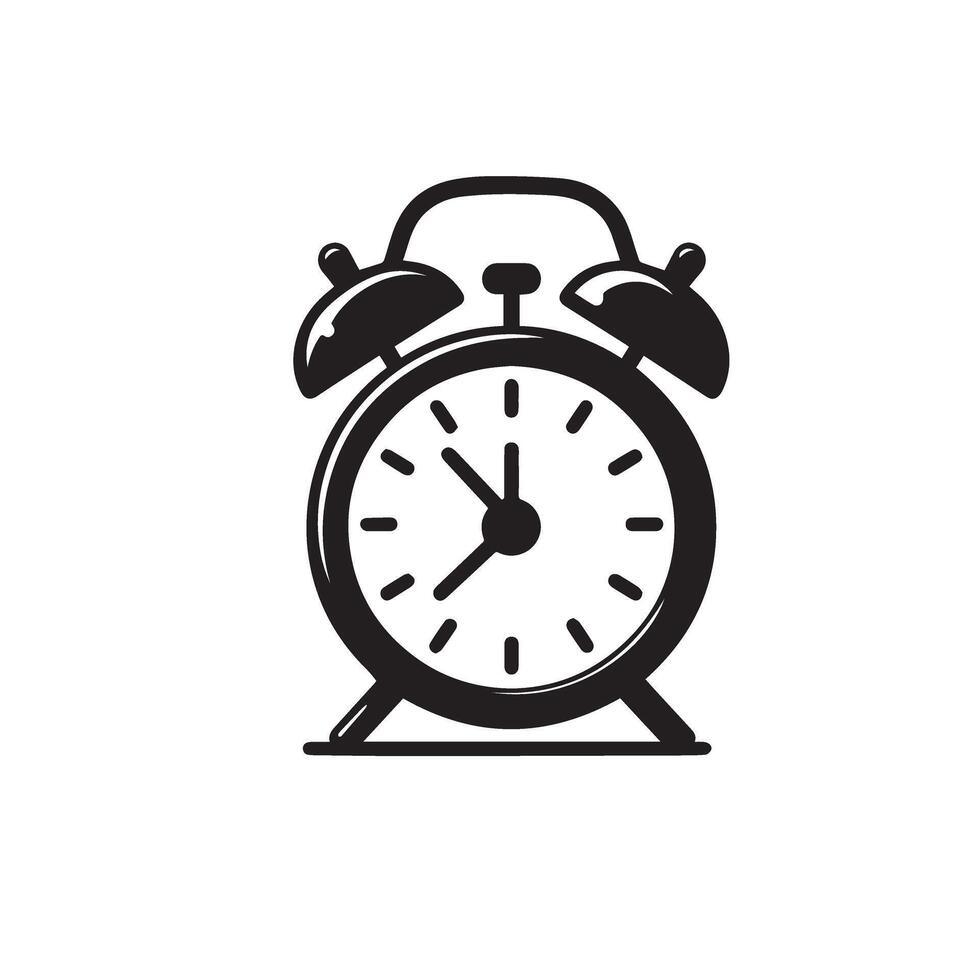 Alarm clock silhouette illustration. Alarm clock logo type ,black icon. vector