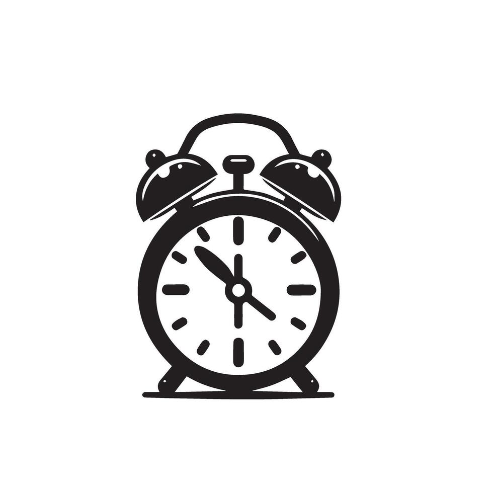 Alarm clock silhouette illustration. Alarm clock logo type ,black icon. vector