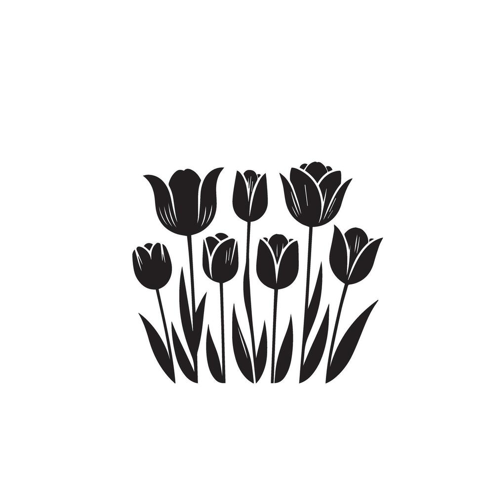 Tulip flower silhouette. flower illustration, tulip flower logo on white background. vector