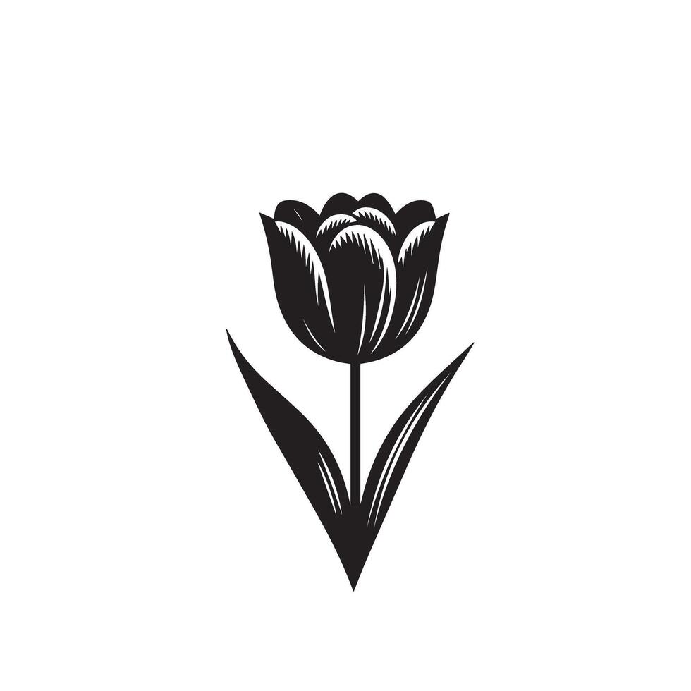 Tulip flower silhouette. flower illustration, tulip flower logo on white background. vector