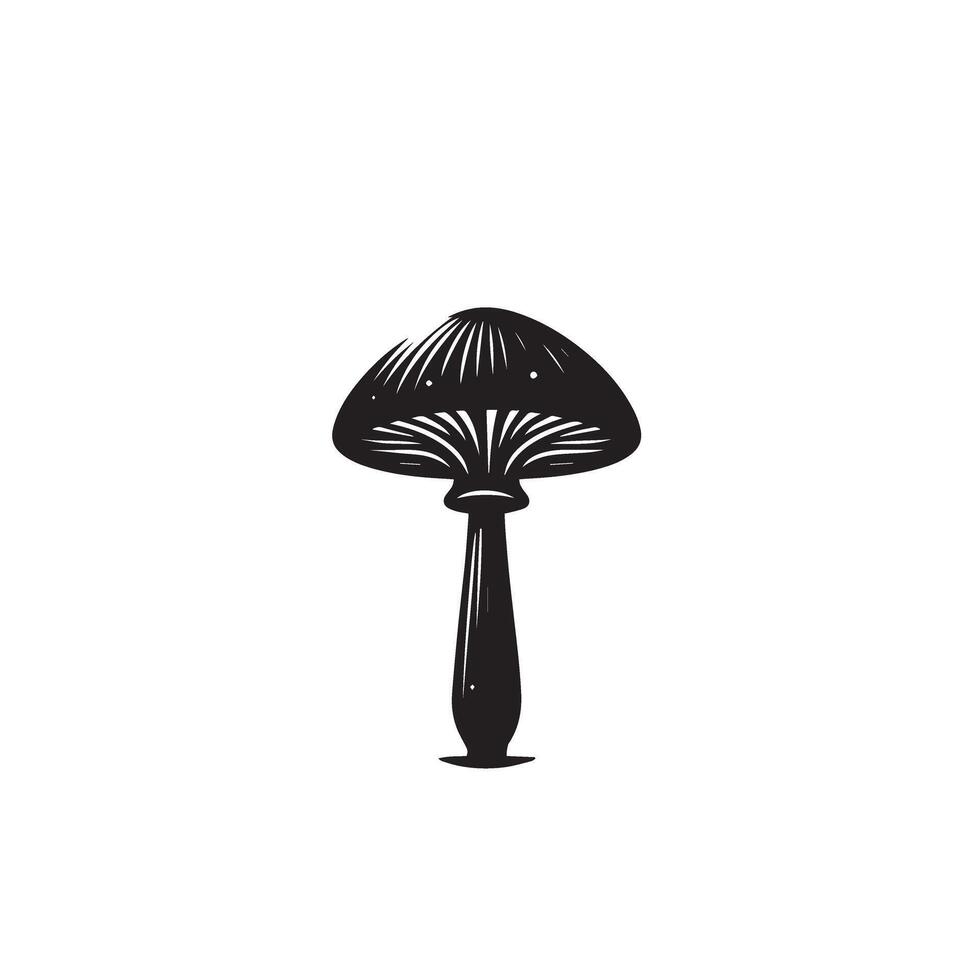 Mushroom silhouette illustration. Mushroom logo, mushroom black icon vector