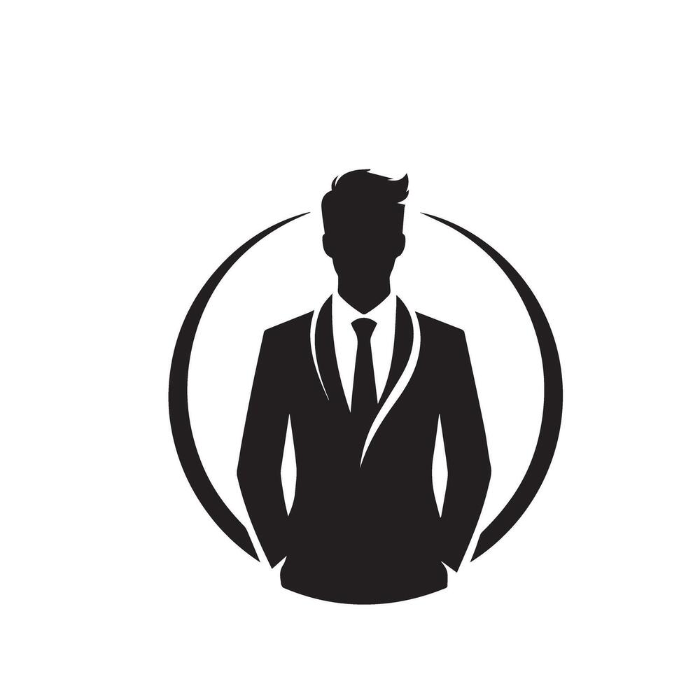 Business man silhouette. Man with suit standing illustration. business man logo vector