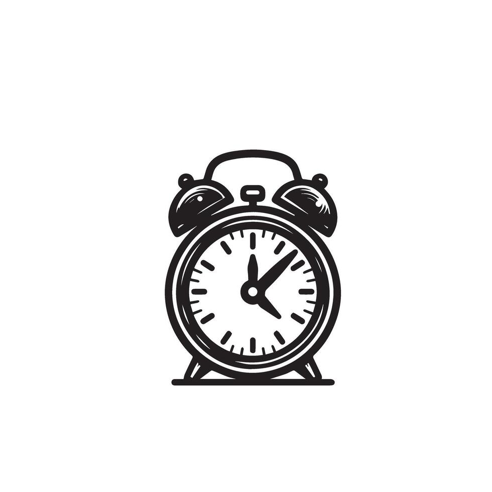 Alarm clock silhouette illustration. Alarm clock logo type ,black icon. vector