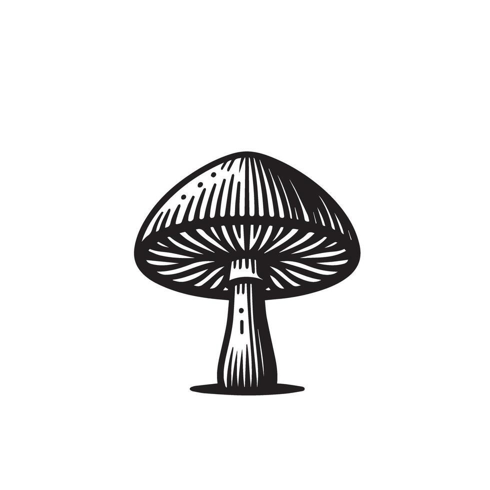 Mushroom silhouette illustration. Mushroom logo, mushroom black icon vector