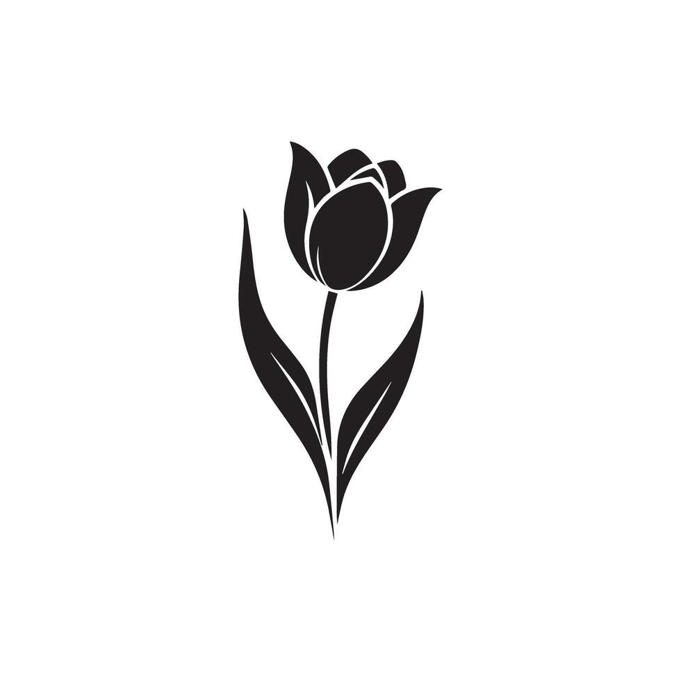 Tulip flower silhouette. flower illustration, tulip flower logo on white background. vector