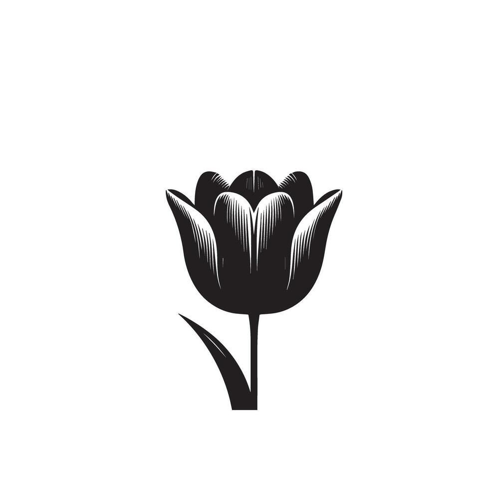 Tulip flower silhouette. flower illustration, tulip flower logo on white background. vector
