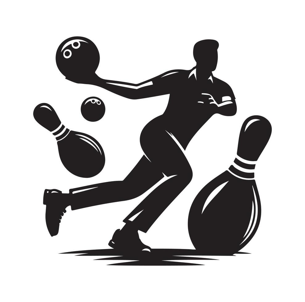 Bowling Player Silhouette A Male Bowler black Clipart vector