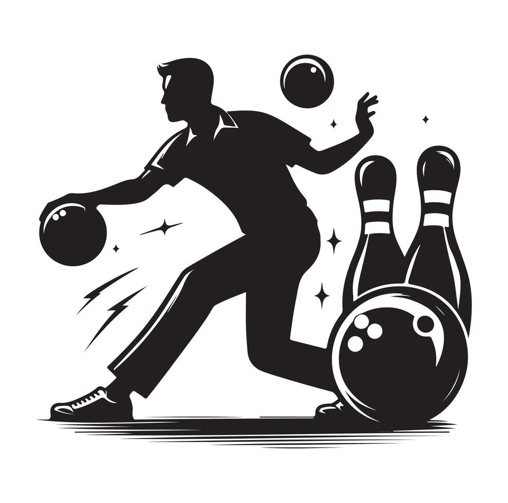 Bowling Player Silhouette A Male Bowler black Clipart vector
