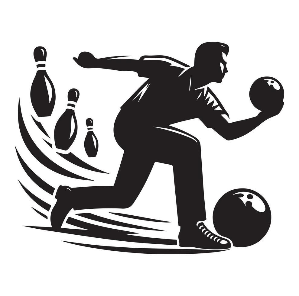 Bowling Player Silhouette A Male Bowler black Clipart vector