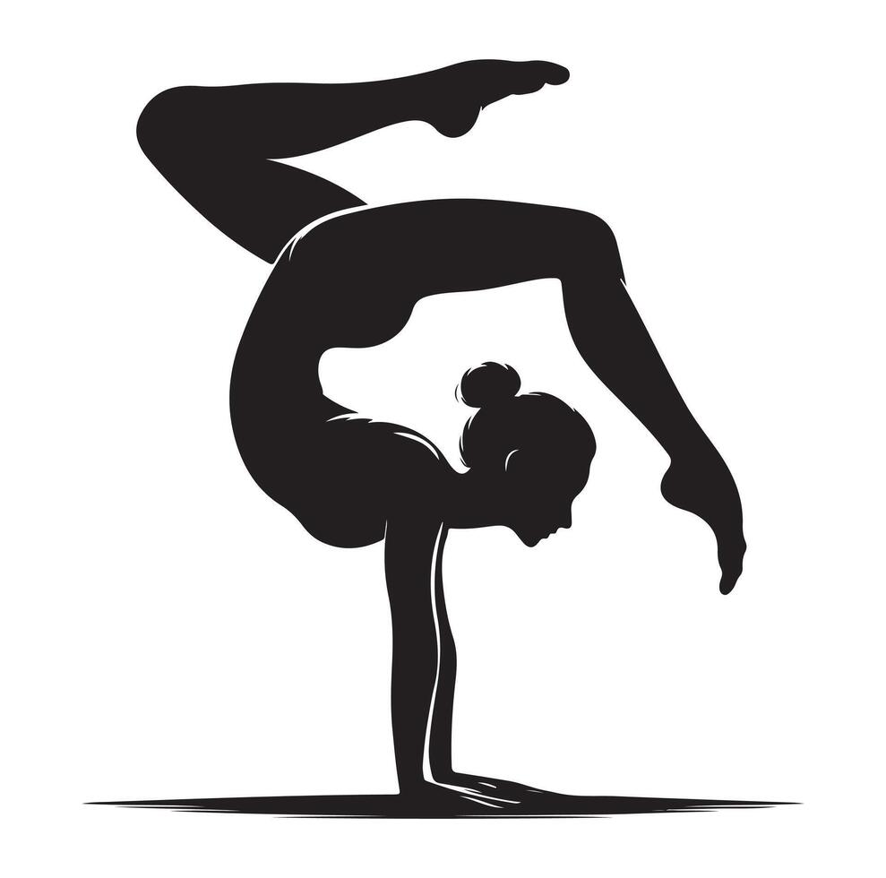 Set of silhouettes of gymnasts. Sport artistic gymnastics vector