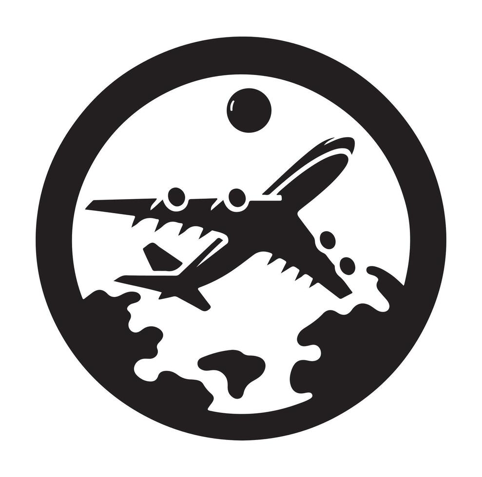 Airplane silhouette. Passenger plane landing, back front and bottom views, aircraft jet silhouettes illustration icons vector