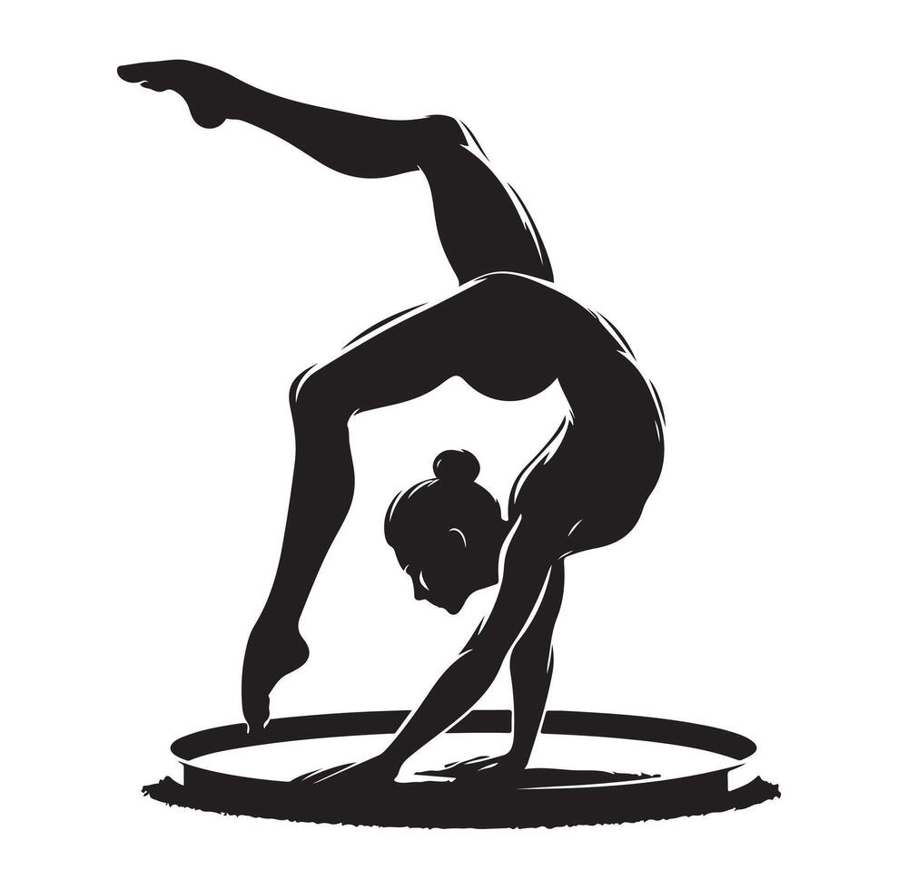 Set of silhouettes of gymnasts. Sport artistic gymnastics vector