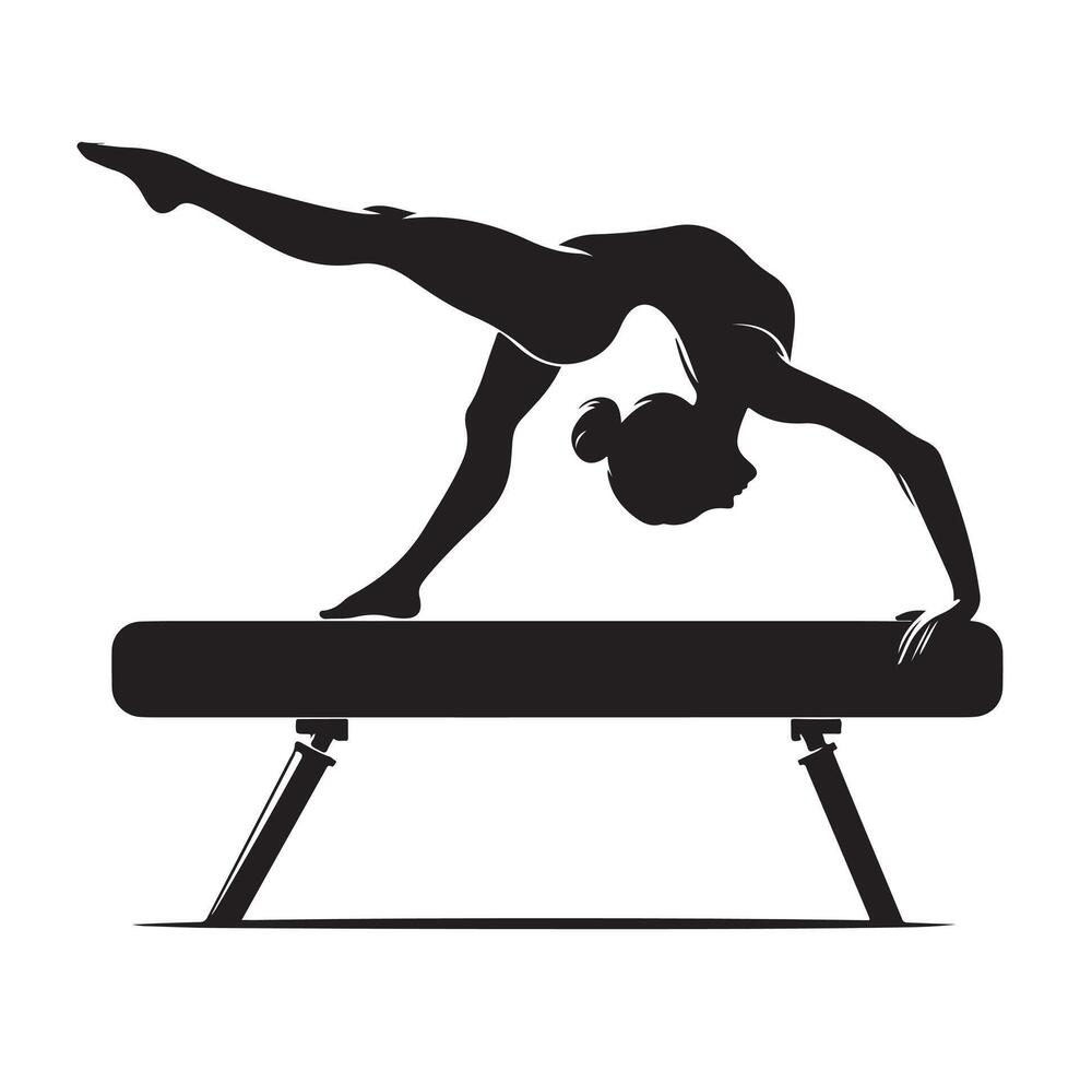 Set of silhouettes of gymnasts. Sport artistic gymnastics vector