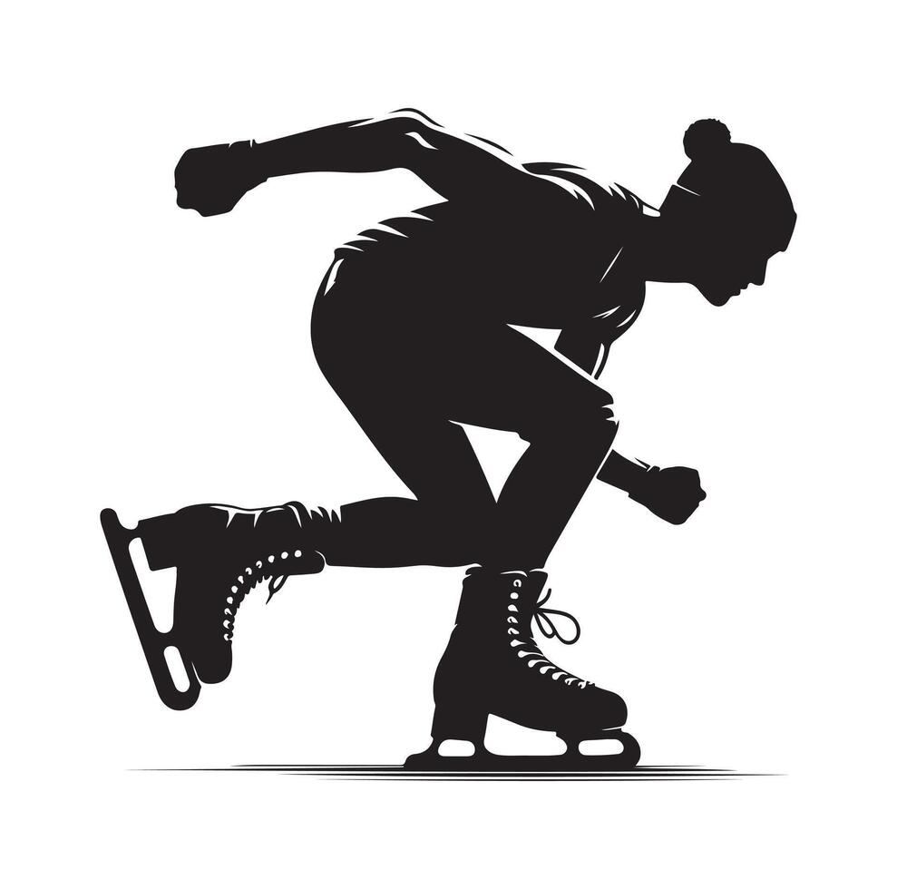 ice skating silhouettes in different position vector
