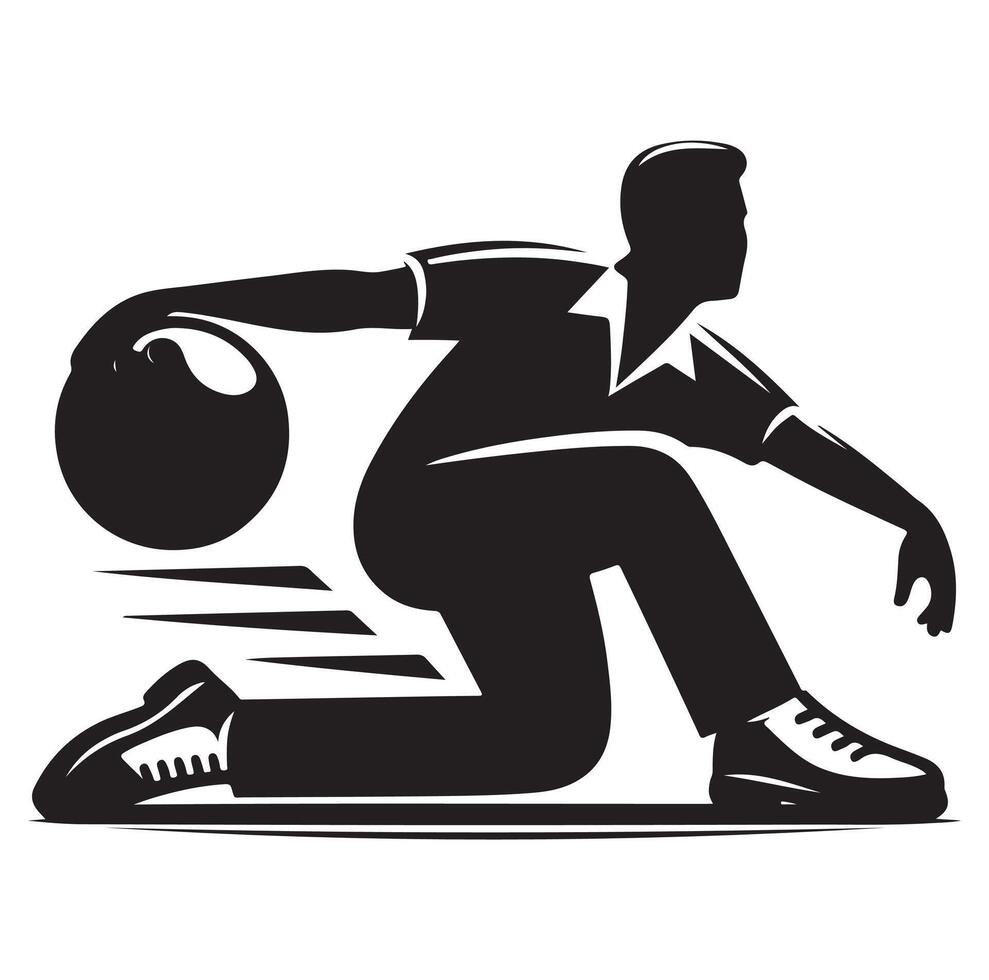 Bowling Player Silhouette A Male Bowler black Clipart vector