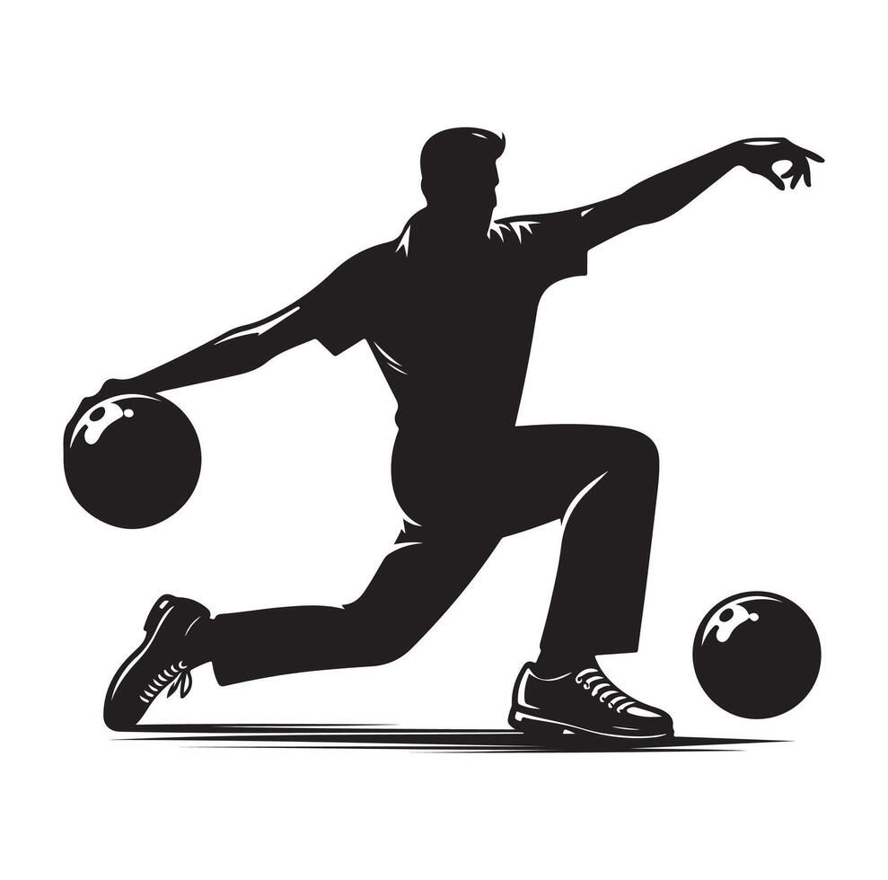 Bowling Player Silhouette A Male Bowler black Clipart vector
