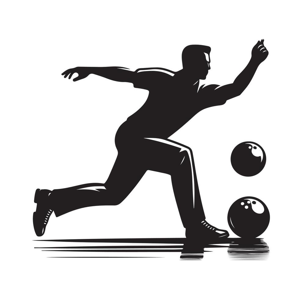 Bowling Player Silhouette A Male Bowler black Clipart vector
