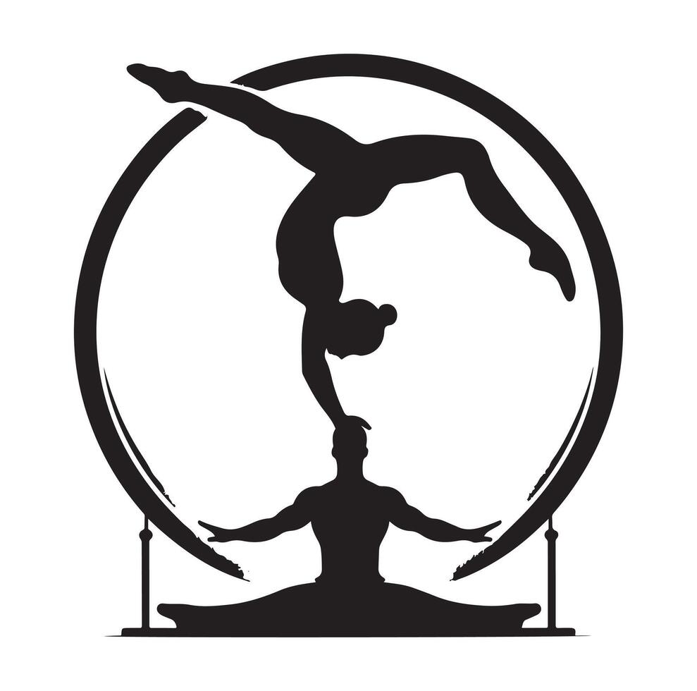 Set of silhouettes of gymnasts. Sport artistic gymnastics vector