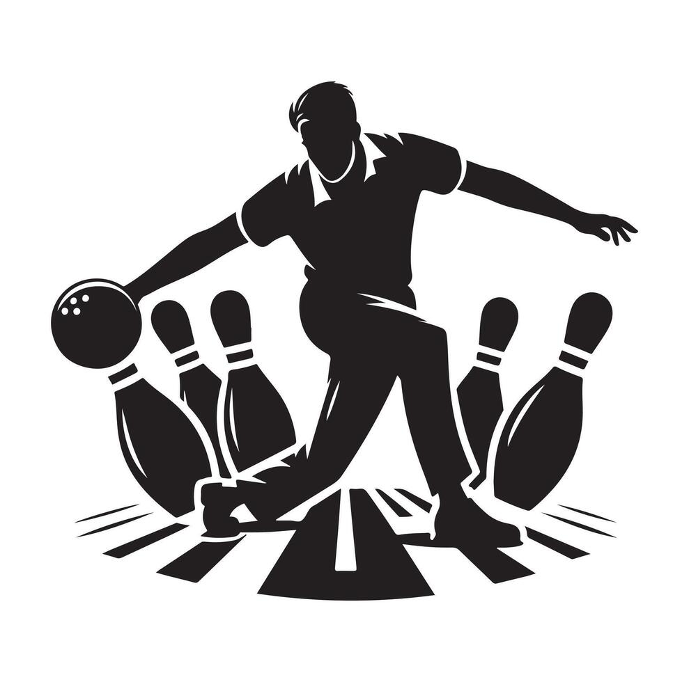 Bowling Player Silhouette A Male Bowler black Clipart vector