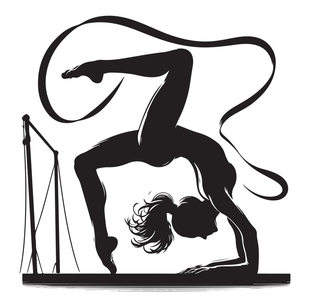 Set of silhouettes of gymnasts. Sport artistic gymnastics vector