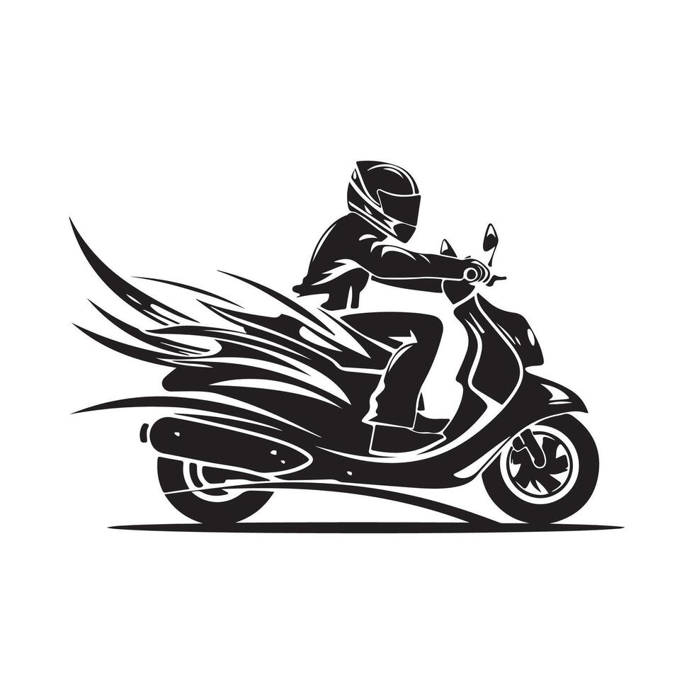 Scooter Logo Template with rider isolated on white background vector