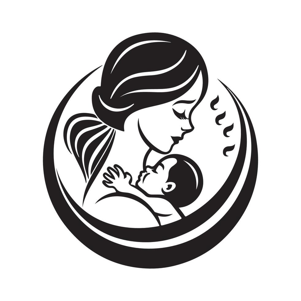 Mother With Her Baby Happy Mothers Day logo design isolated on white vector