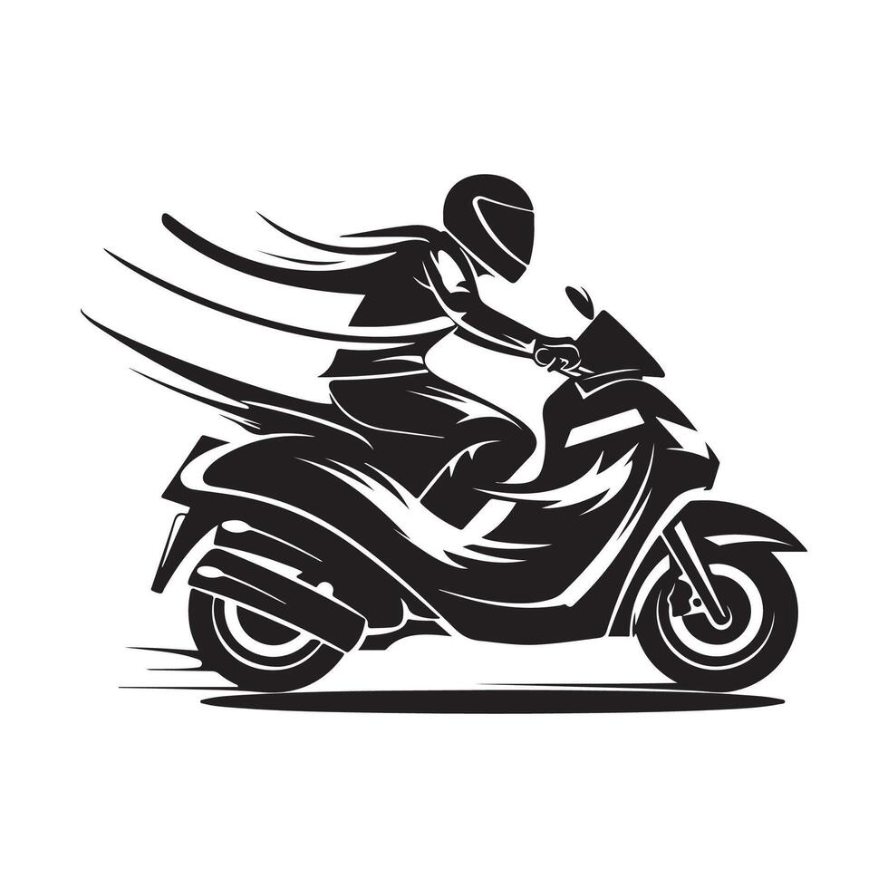 Scooter Logo Template with rider isolated on white background vector