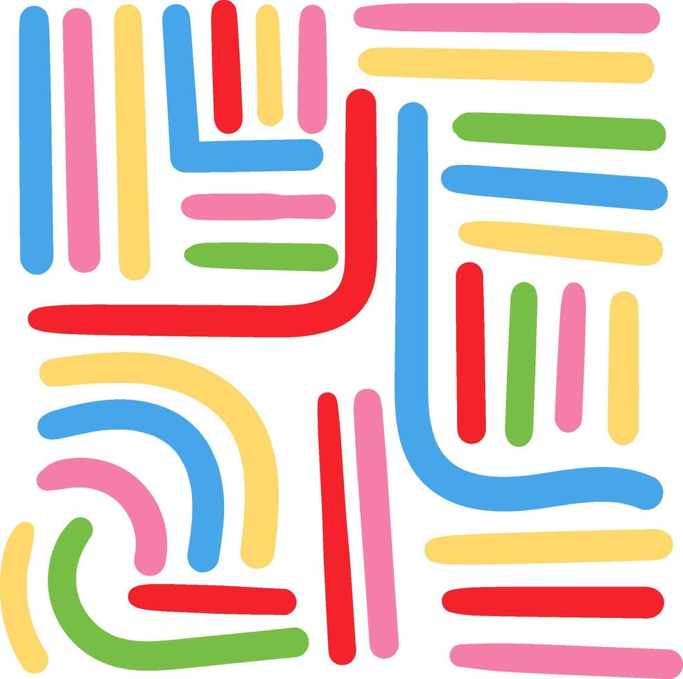 Colorful organic shapes background rainbow line art vector