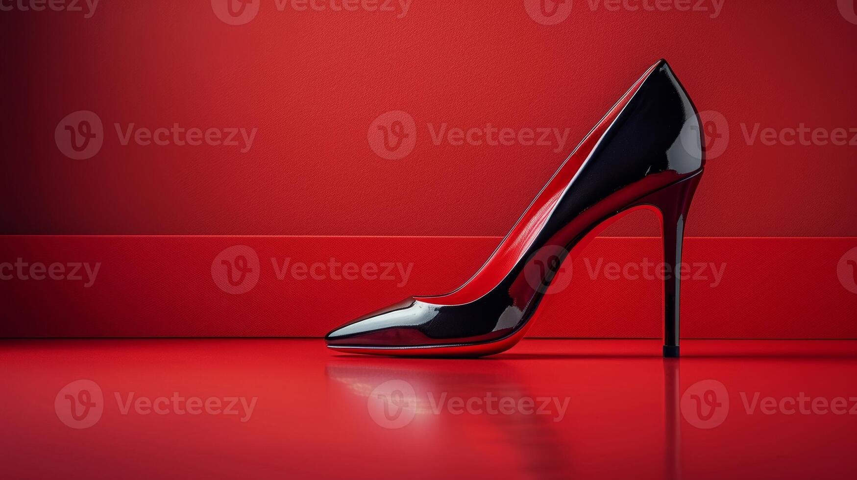 Elegant high heeled shoes on a striking red to black gradient background photo