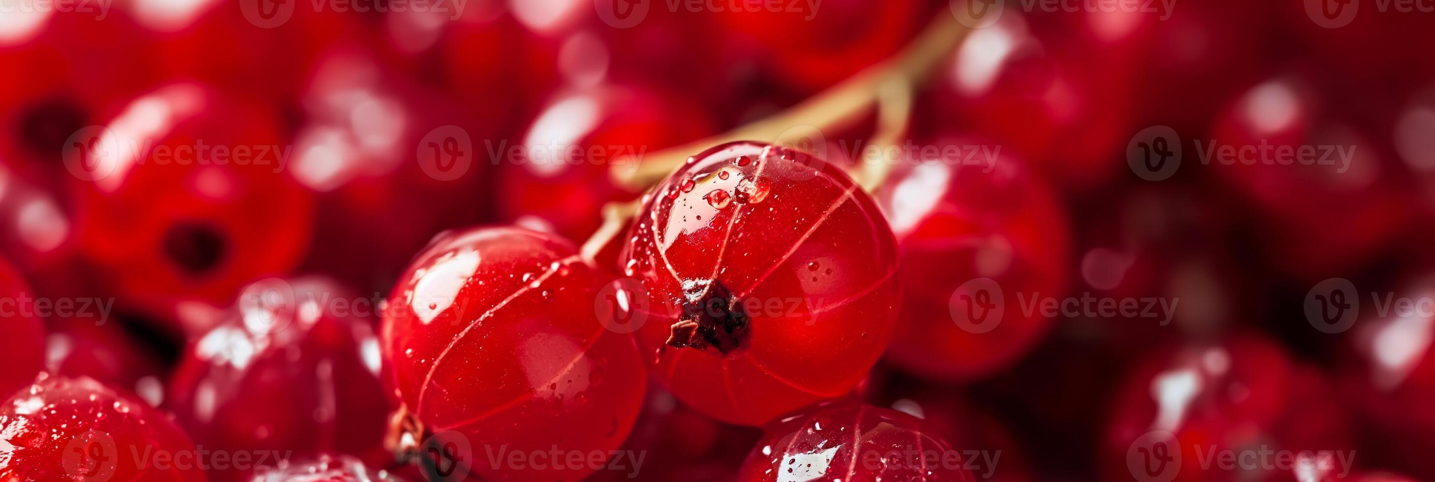 Closeup of a red currant texture, smooth and shiny, bright red with tiny seeds inside photo